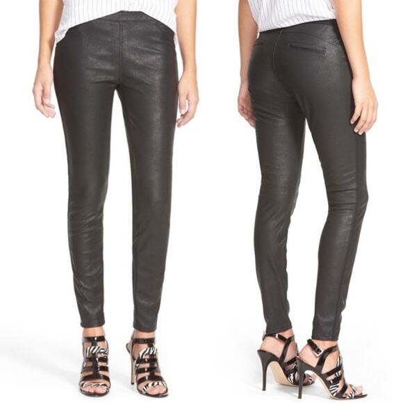 BlankNYC Leggings Happy Hour Black Texture Faux Leather Pull On Pants Women's 27 - Picture 3 of 16